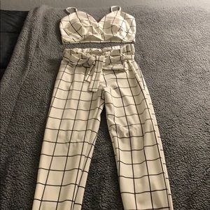 Checkered matching pant set